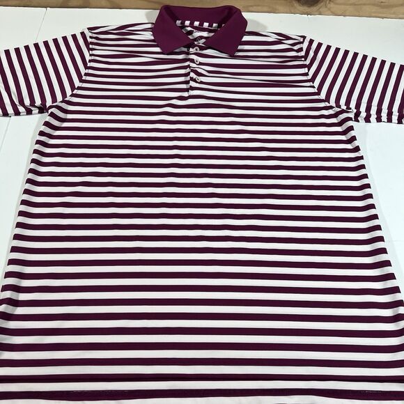Turtleson Red/White Striped Performance Polo Golf Shirt Men's Size Large - Picture 2 of 7